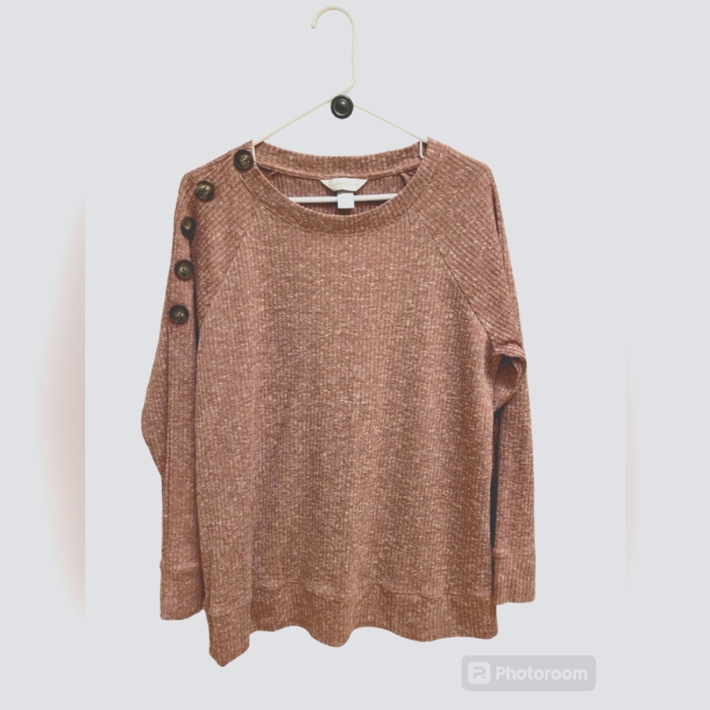 Christopher and Banks 3/4 Sleeve Sweater with Button Detail Size L